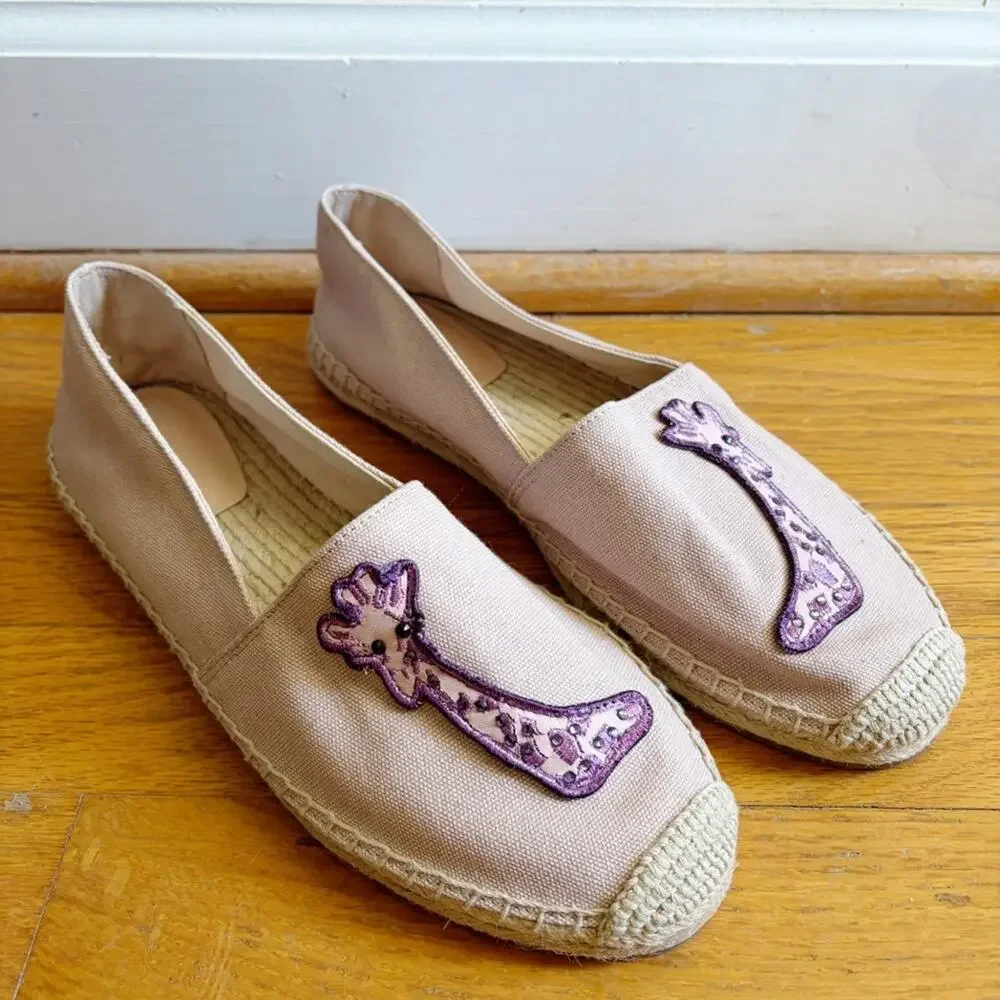 Kate Spade | Garden Giraffe Espadrilles Canvas Shoes Preppy Purple Pink Size 8.5